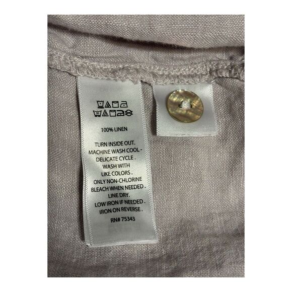 Tahari Dress Womens 14 Brown 100% Linen Pockets Slit Sides Boho Coastal Cottage - Picture 8 of 8